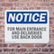 Signmission For Main Entrance And Deliveries Use Back Door OSHA Notice Sign, Plastic, 10in W x 7in L, 2PK OS-2PACK-NS-P-710-L-12854 - alternate 7